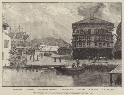De Cholera in Toulon, Franse Marinebasis in de Haven door Alexandre Brun